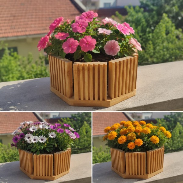Balkonda Dalgalı Detay Saksı(BAMBU)
